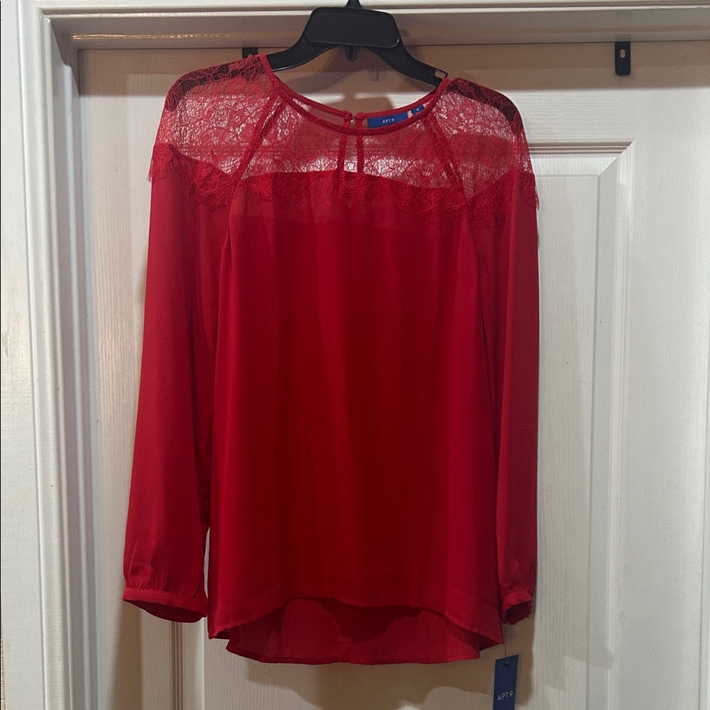 Nwt Apt. 9 Elegant Red Lace Women's Top sz M